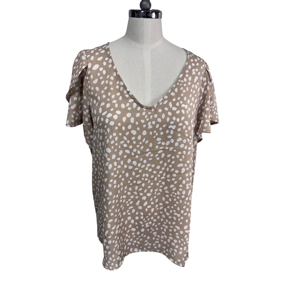 Vine & Love Polka Dot Flutter Sleeve Boho Cottagecore Blouse USA Made Women's M